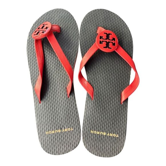 Tory Burch Women's Minnie Flip Flops Red Thong Sandals Size 5M - Picture 1 of 7